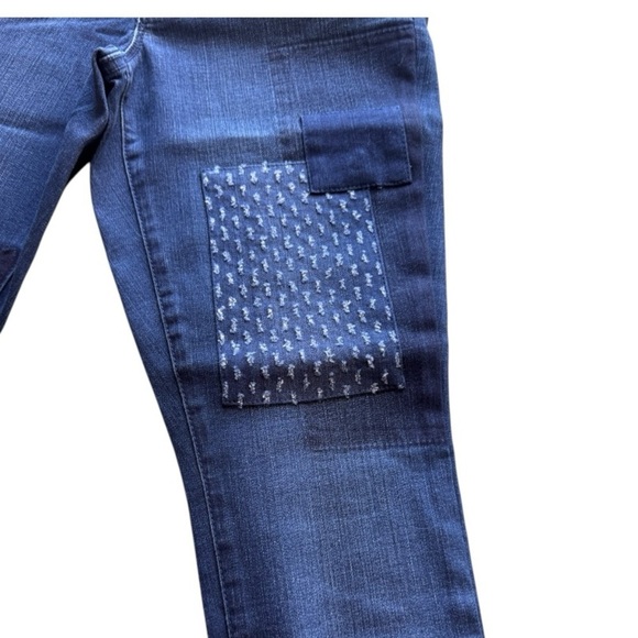 Martha Stewart Patchwork Jeans Size 4 | High Rise Skinny Denim Blue - Picture 3 of 8